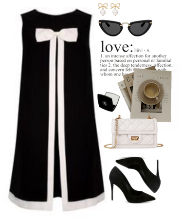 black dress white bow