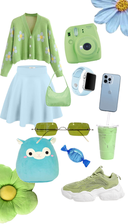 green and blue outfit