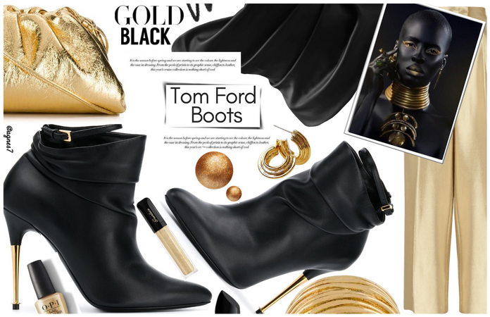 Gold black boots
