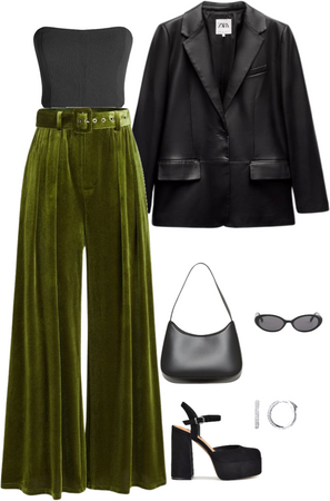 green and black winter look