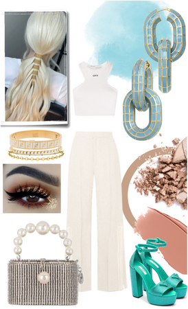 white and turquoise