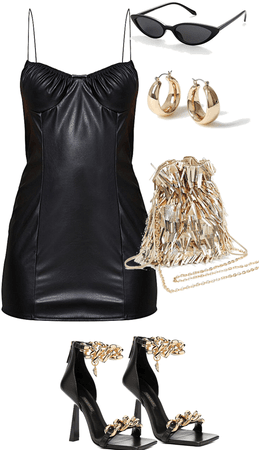 Leather Mini Dress and gold