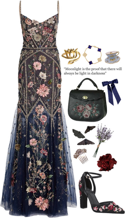 dark floral gown outfit