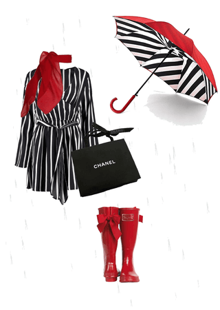 red & black in the rain