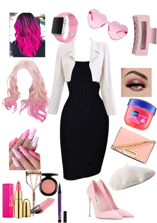 pink hair/ fancy outfit