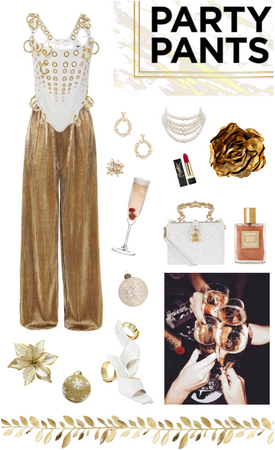 gold pants: holiday party