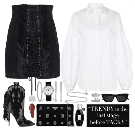 stately, white and black outfit