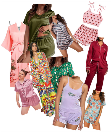  Pj Sets For Women Cute Satin Pajamas Casual Loose