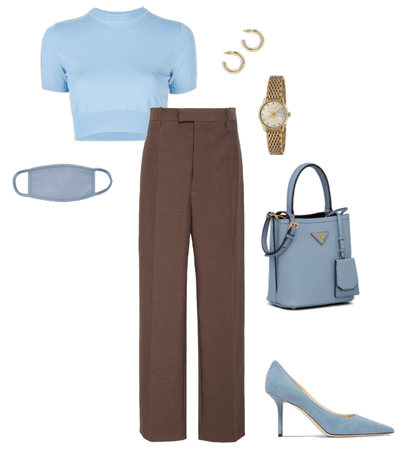 baby blue and brown look