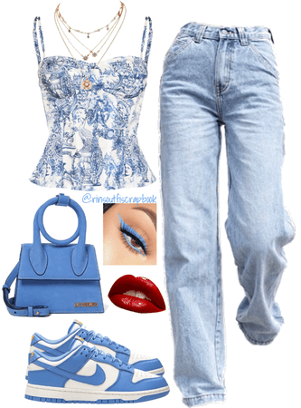 PRETTYLITTLETHING - Blue Renaissance Print Structured Corset Top on  Designer Wardrobe