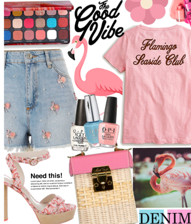The good vibe | flamingo denim shorts