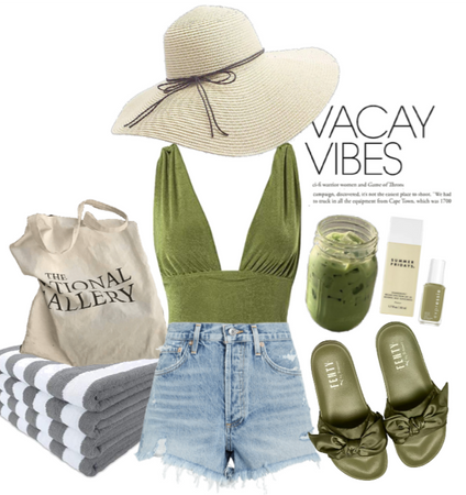 Relaxing in Olive Green & Cut-Out Shorts