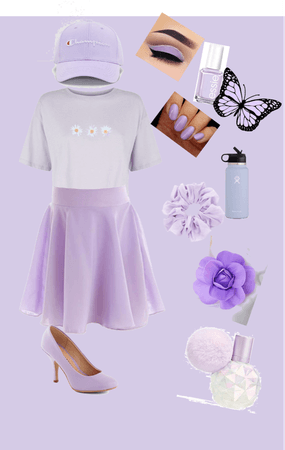 lavender outfit and makeup