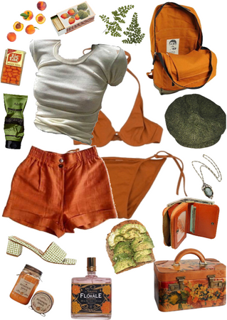 summer outfit orange and green