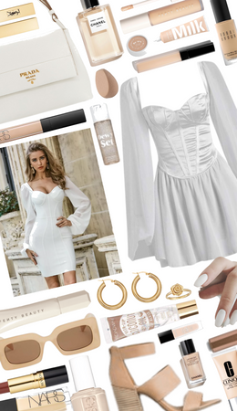 elegant white lantern sleeve dress