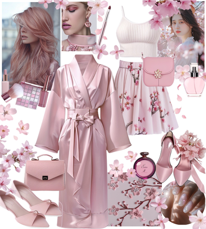 Sakura - Cherry blossom outfit set, cold pink