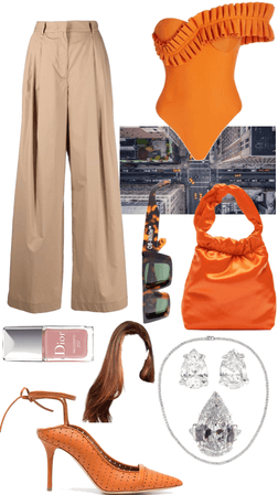 NYC working in oranges outfit 🍊🧡