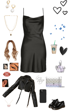 black slip dress