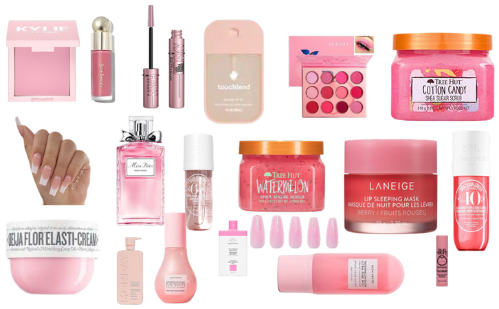 Pink skincare + makeup