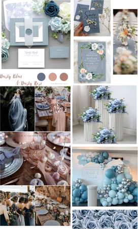 Dusty blue and pink wedding