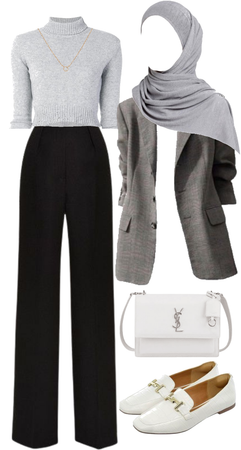 grey hijab outfit