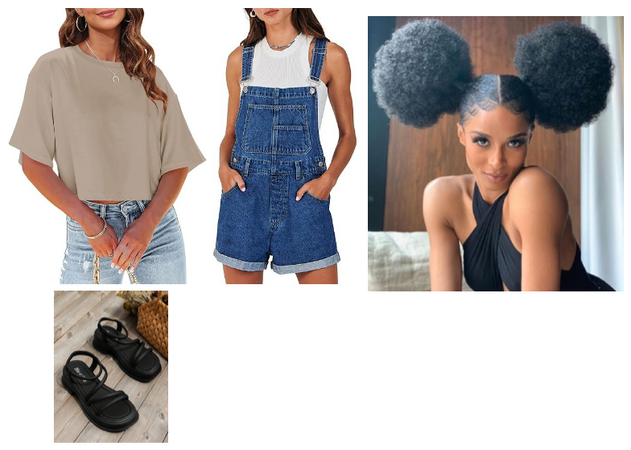 Denim Overall Shorts and Crop Top