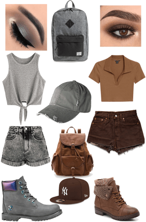 grey and brown shorts
