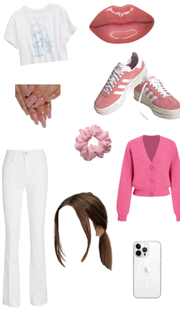 preppy white and pink