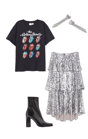 Sequin Skirt & Graphic T-shirt