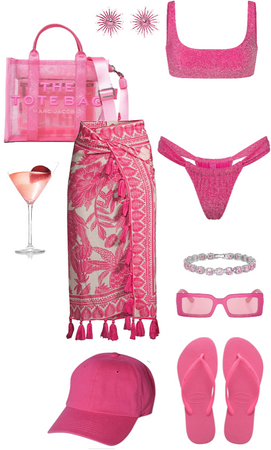 pink beach outfit