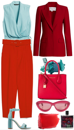 teal + red
