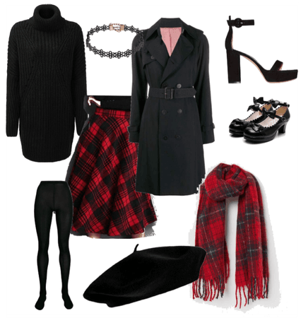 Red Plaid Autumn Outfit