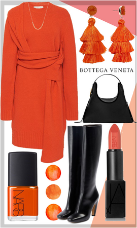 Bottega Veneta orange sweater dress