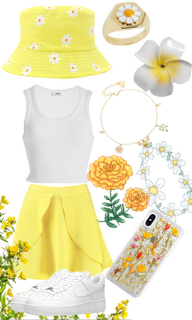 yellow flower bucket hat fit<3