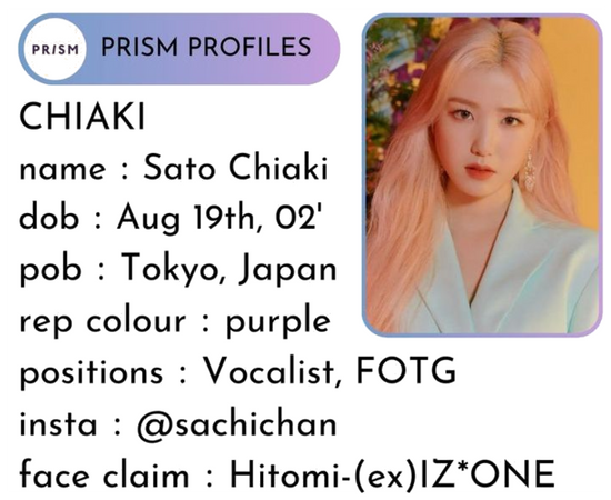 𝘾𝙃𝙄𝘼𝙆𝙄 (치아키) - member profile