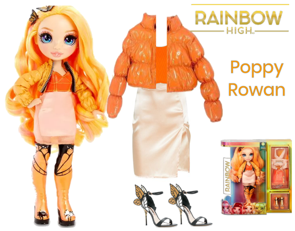 high Rainbow High Poppy Rowan – Orange Fashion Doll With 2 Outfits : Target