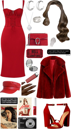 Lana Del Ray Inspired Red & Silver Outfit