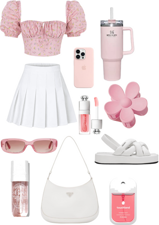 pink preppy summer outfits😍😍🤭🤭
