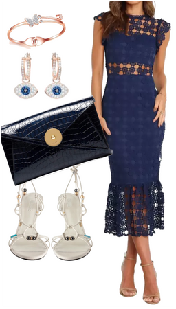Classy crocheted Navy midi with rose gold