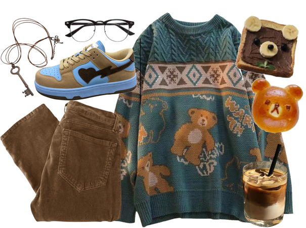 Brown & Blue Bear outfit