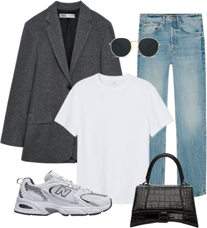 Grey Blazer and Jeans