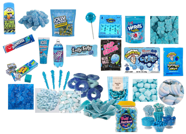 a lot of blue candy
