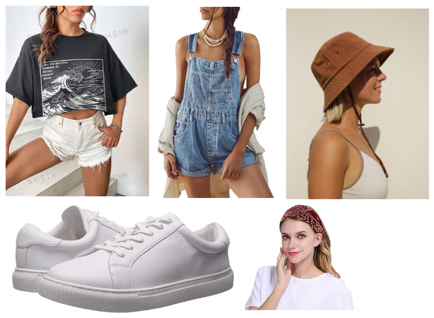 Denim Overall Shorts and Graphic Tee