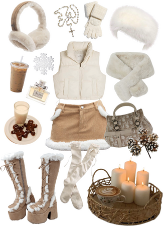 Beige & White Cozy Outfit 🧸💭🍂