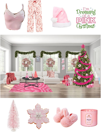 pink Christmas living room