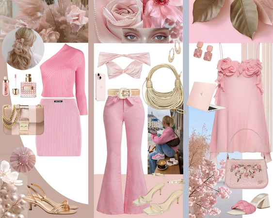 Pastel pink with gold 3 outfits