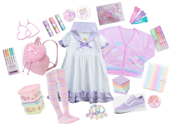 Pastel rainbow school outfit