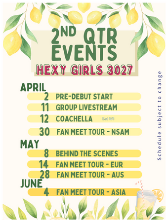 Hexy Girls 2nd Quarter Events Schedule 3027