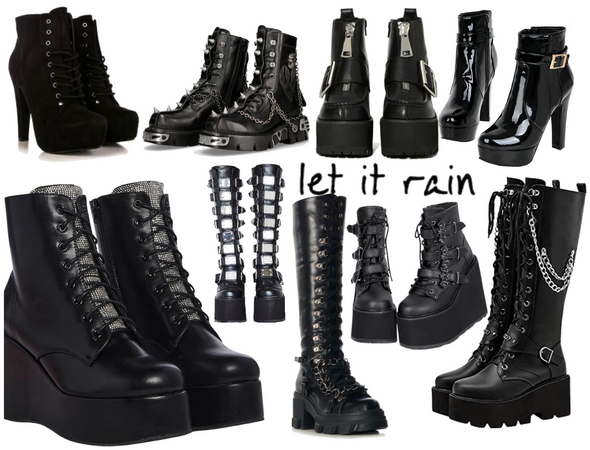 Black gothic boots collage