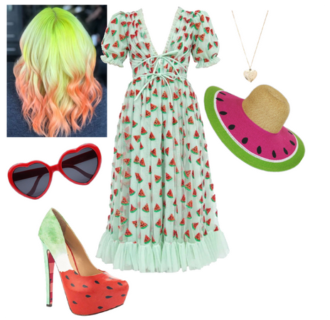 julie in her watermelon dress
